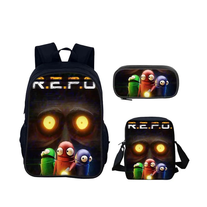 Cartoon Youthful Funny Novelty R.E.P.O. Repo 3D Print 3pcs/Set Travel bags Laptop Daypack Backpack Shoulder Bag Pencil Case