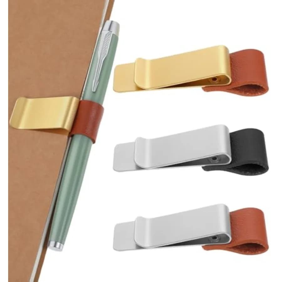 3 Pcs Pen Holder for Notebook, Retro Pen Holder Clip for Journal Planner Travelers Notebook Pens Loop with PU Leather and Metal