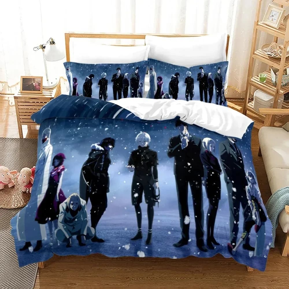 Tokyo Ghoul Kaneki Ken Set copripiumino Set biancheria da letto cartone animato Lenzuolo per camera dei bambini Federa per cuscino