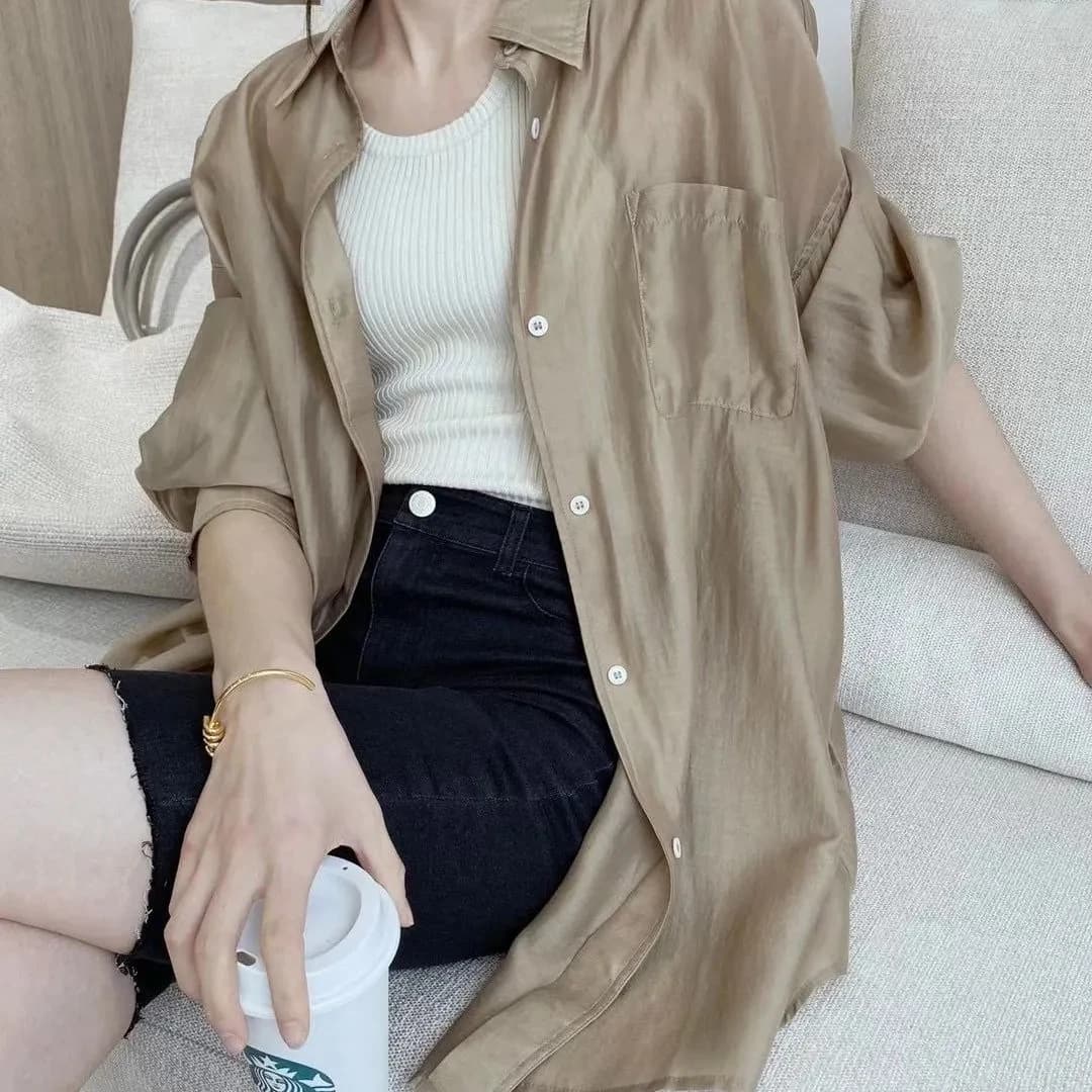 plus Size Women's Summer Casual Lightweight Loose Sun Protection Shirt Thin Meat Concealing Slimming Effect 300 Pounds