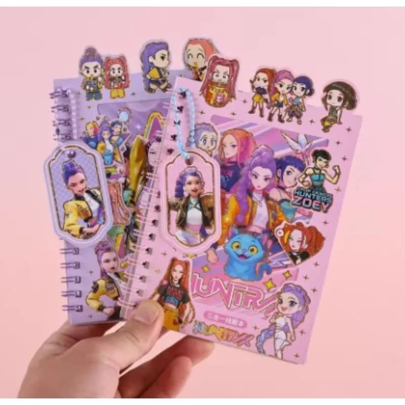 New 3-in-1 DIY Decoration Cartoon Anime Coil Notebook and Stickers, Diary Phone Case Creative Craft Supplies, Children's Gifts