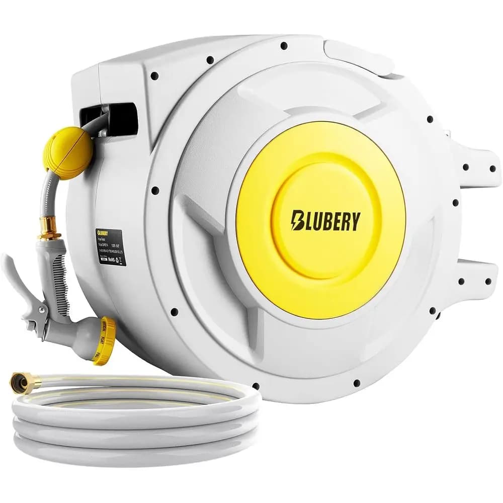 130+6,7 x 1/2" retractable garden wrapper, 40,8 super durable lbs, lock of any length, slow return system, wide handle, M wall