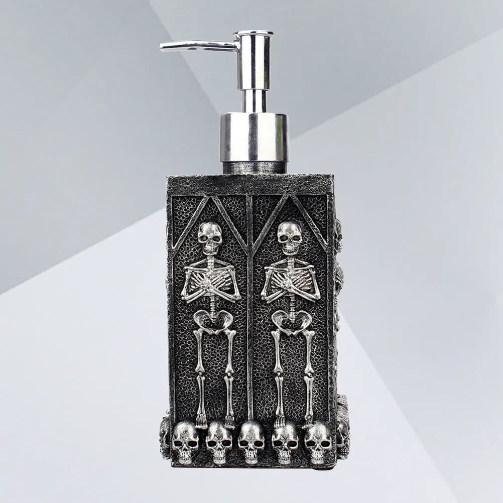 Contenitore per Sapone Liquido da 460 Ml, Bottiglia per Bagnoschiuma con Erogatore a Pompa, Dispenser per Shampoo e Lozione a Forma di Teschio