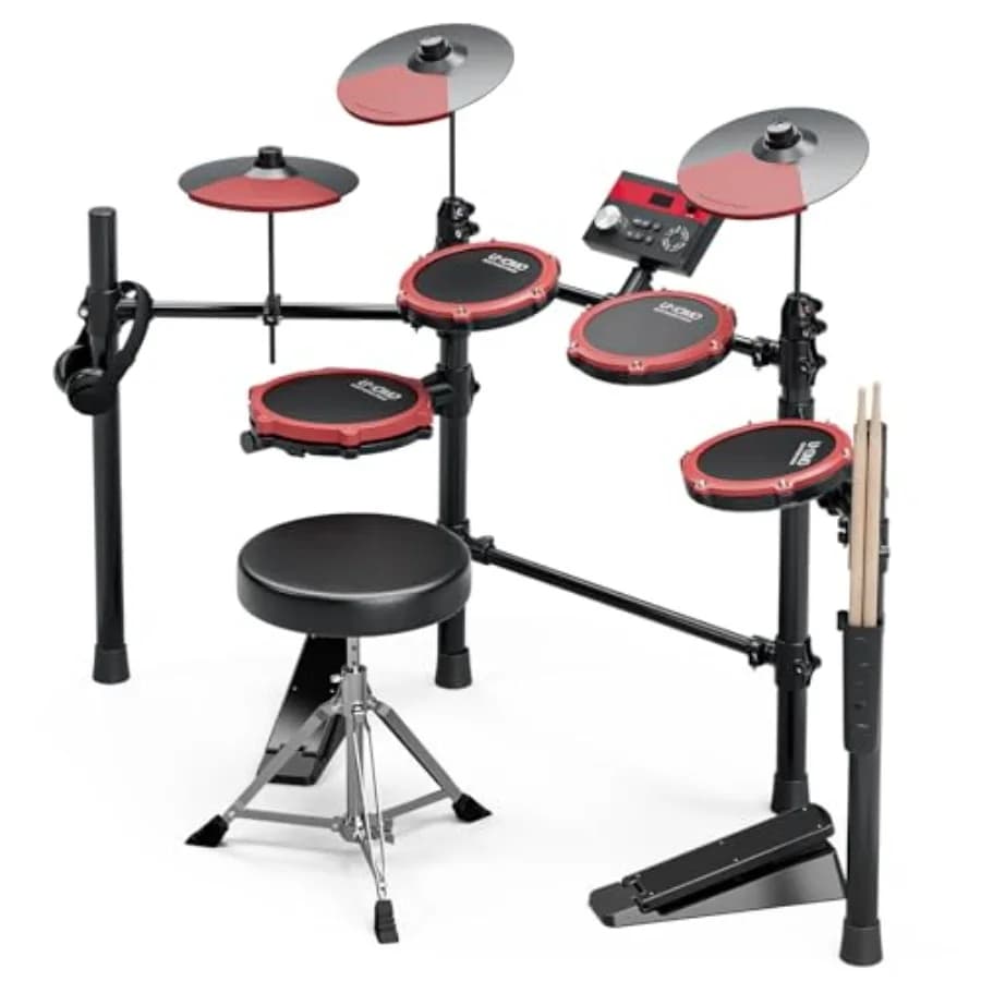 Set di Batteria Elettronica UMD-771 con Pad in Rete, 225 Suoni, Bacchette, Cuffie e Cavi Audio S
