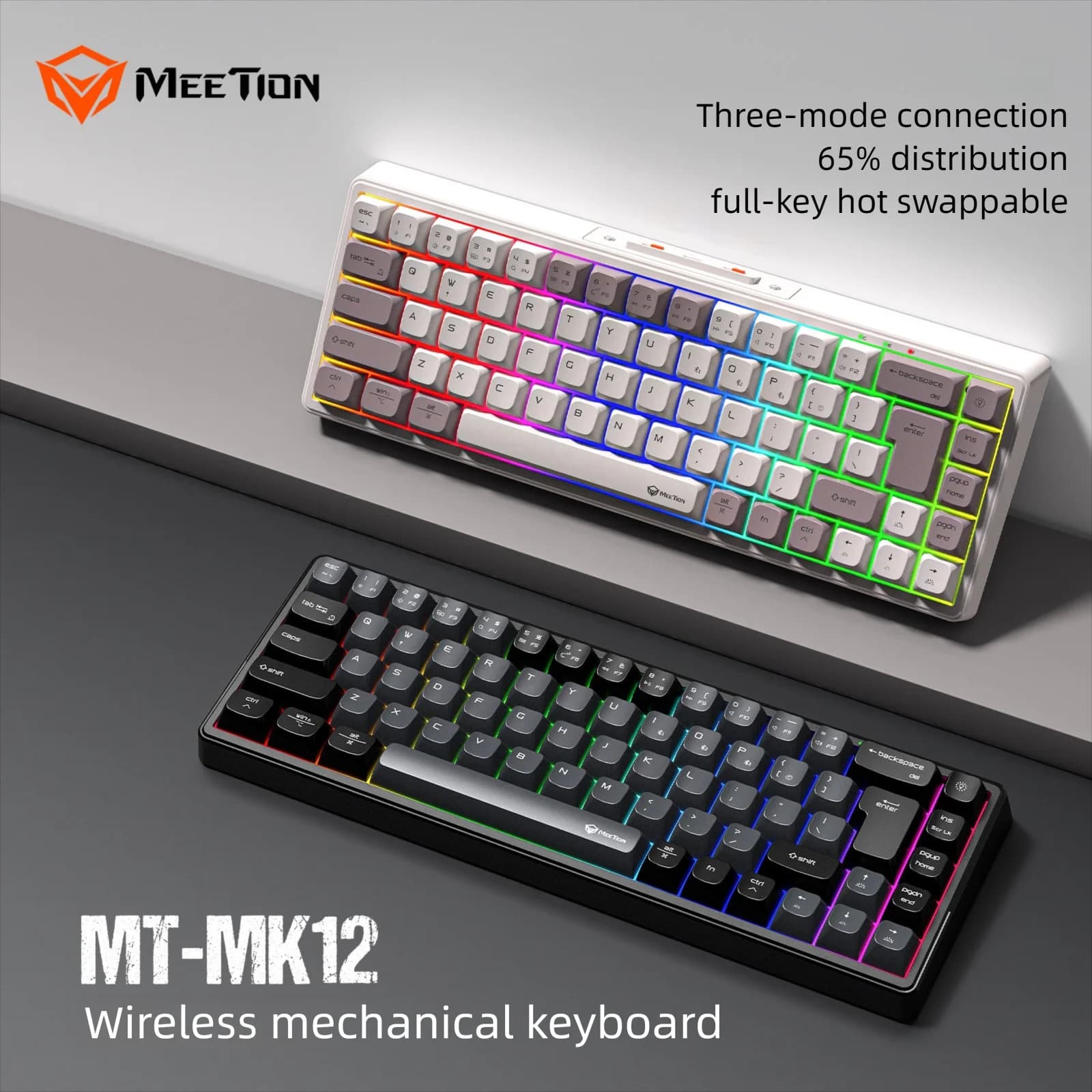 Tastiera Meccanica da Gaming Wireless a 68 Tasti, Tastiera da Gaming Bluetooth Tri-Mode Hot Swap con Luci RGB, Accessori per Tablet e Laptop