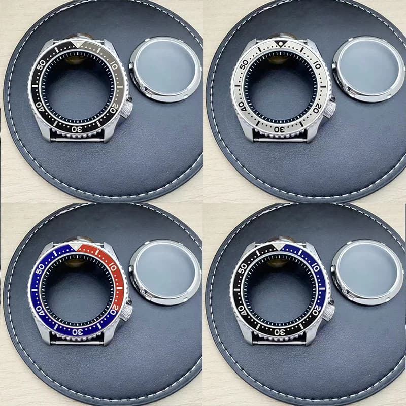 SKX007 Personalized Watch Case 42mm Silver with Flat Sapphire Glass, Compatible with Movement NH35 NH36 4R 6R 7S, Dial 28.5mm, Edit Men's Watch Case