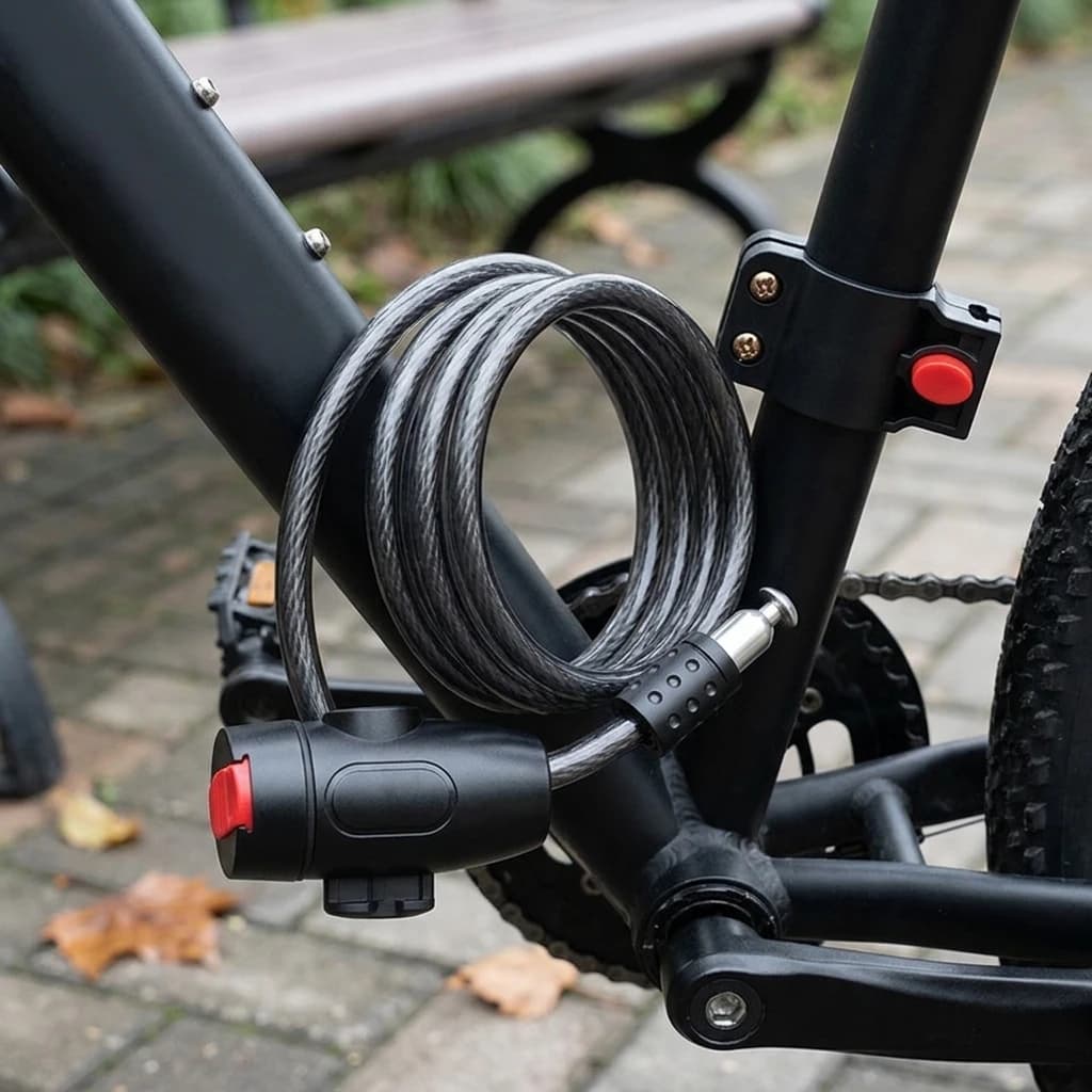 Lucchetto a Combinazione per Bicicletta, Catena Antifurto in Acciaio ad Alta Resistenza con Rivestimento in PVC per Bici e Bici Elettriche