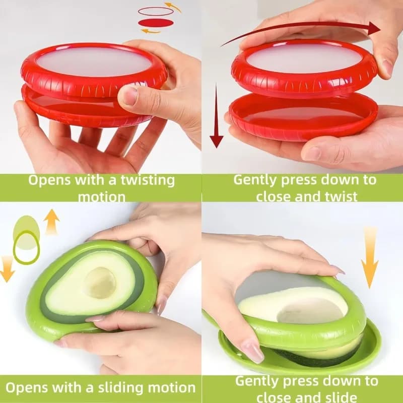 Set da 1 o 4 Pezzi: Contenitore per la Conservazione della Frutta con Pellicola in Silicone, Scatola Sigillata per Alimenti, Mini Frigorifero per Conservare Verdure e Limoni Freschi