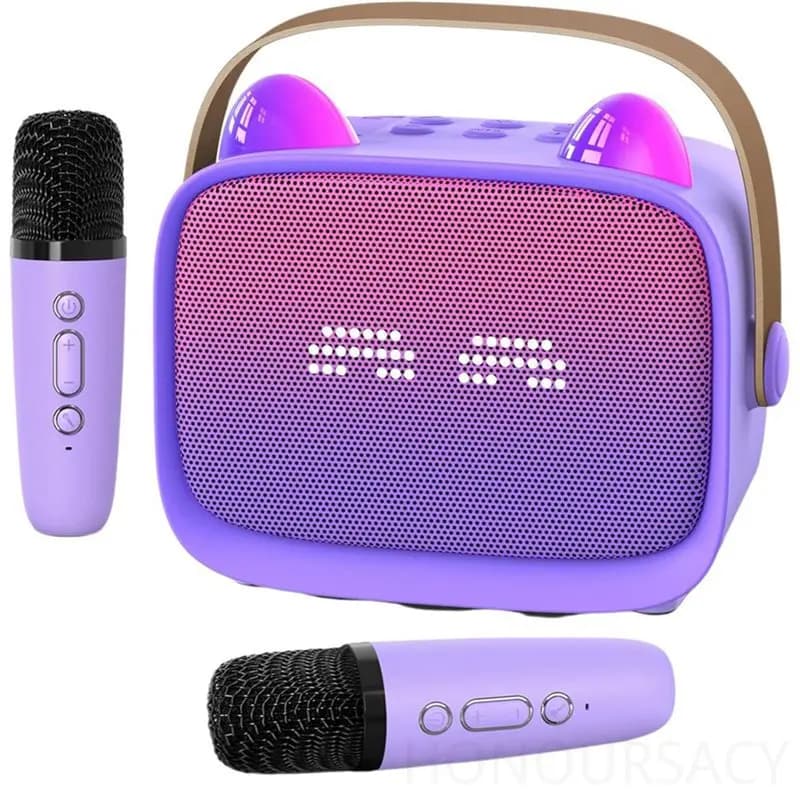HIFI Stereo Bluetooth Speaker Portable Mini Wireless Karaoke Machine With 2 Mic K-Song For Home Singing with EQ RGB Light Audios