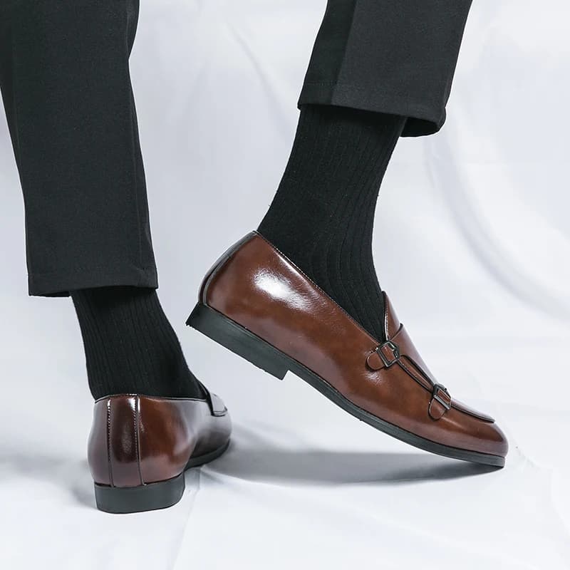 Designer New Men's Slip On Patent Leather Monk Strap Casual Shoes Loafers Male Moccasins Wedding Prom Flats Zapatillas Hombre