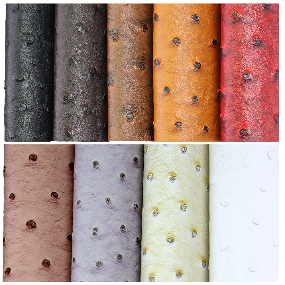 Plain Solid Ostrich Textured Embossed Faux Leather Fabric For Handbag Bag Decoration Textile Craft DIY CN461