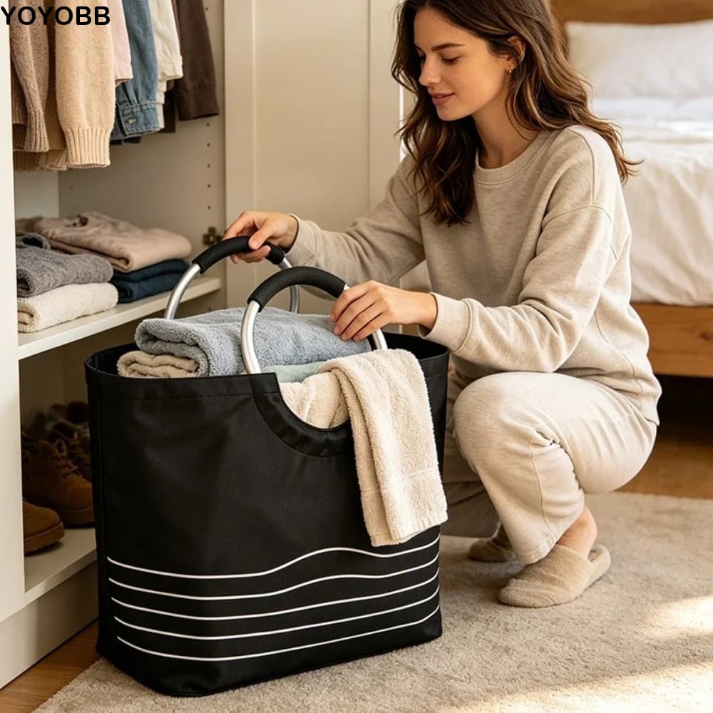 Reusable With Handle Storage Bag Large Capacity Portable Shopping Bag Washable Multifunction Laundry Basket Camping