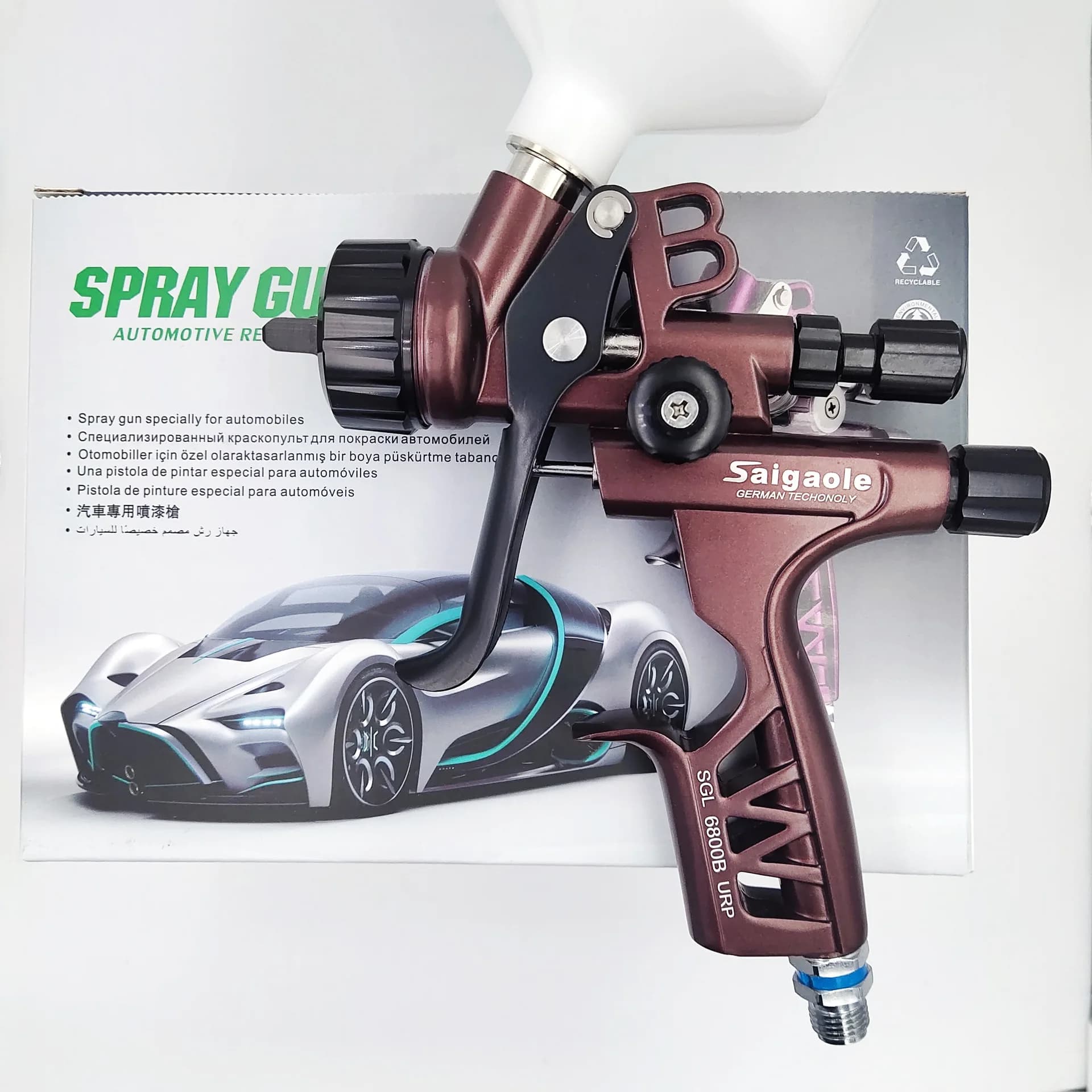 Spray Gun for Higher Vase 1.3mm Spray Gun for Leather Sheet Paint for Automatic Furniture High Atomization Manual Gravity Pneumatic Instrument 6800