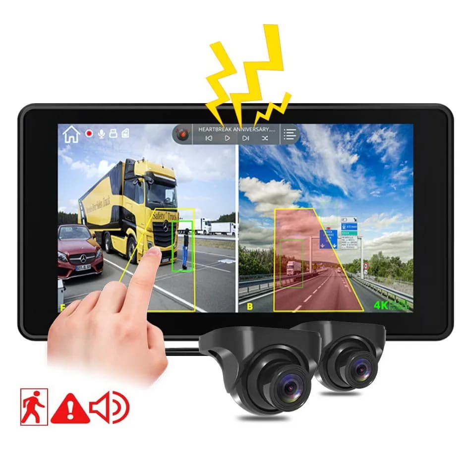 7 pollici 2 CH Dashcam Blind Spot BSD Allarme Camion Bus RV CCTV DVR Videoregistratore Monitor con telecamere posteriori di backup per parcheggio AHD1080P