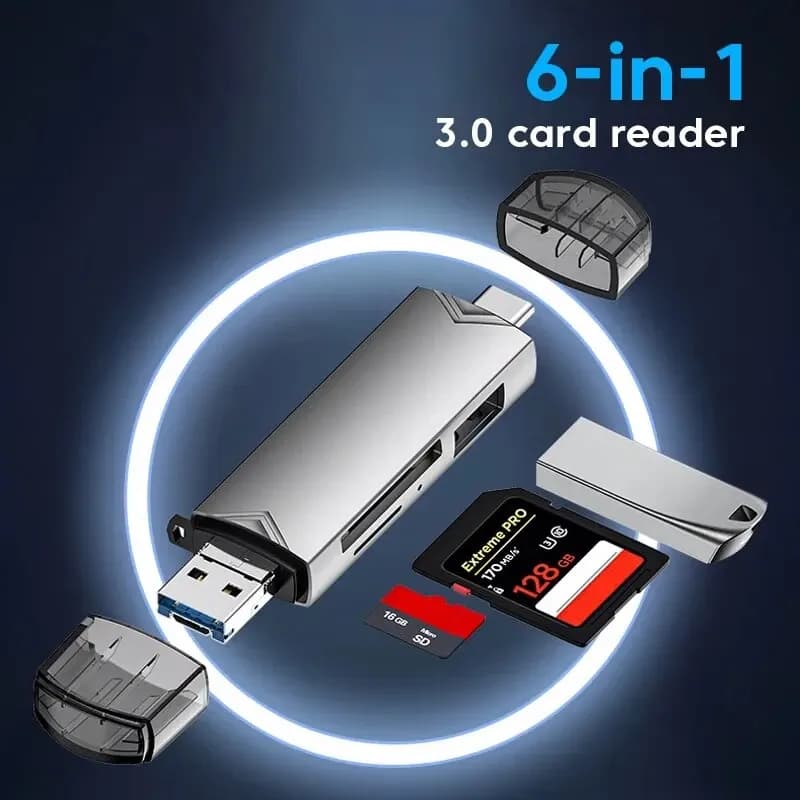 Lettore di schede Usb 3.0 multifunzione 6 In 1 U Disk Type C/Micro Usb/Tf/Sd Flash Drive adattatore di lettura della scheda di memoria accessori per telefoni