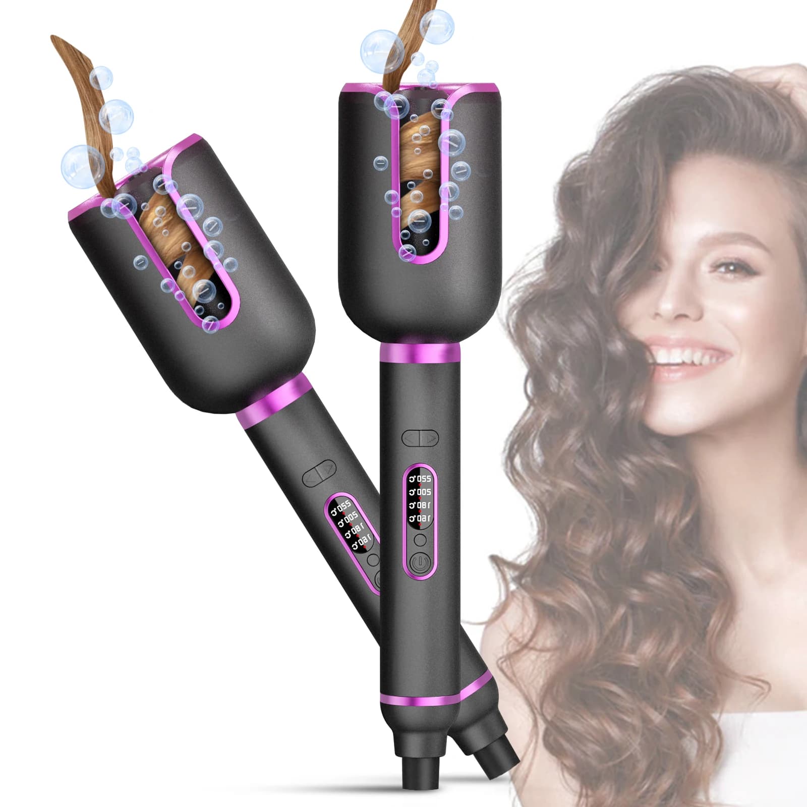 YIBER Ferro Arricciacapelli Rotante per Onde Naturali, Styling Tool in Ceramics, Automatic curling with Automatic Shutdown for Hair Care