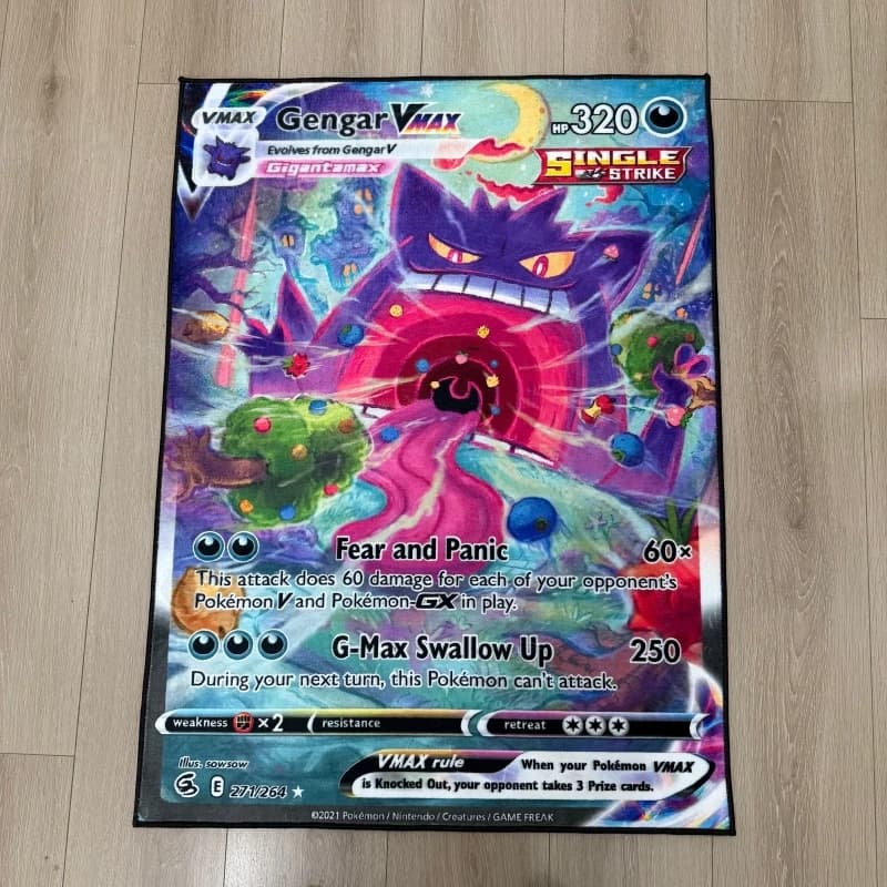 Anime Pokemon Gengar VMax Design Carpet Bedroom Living Room Anti-slip Decorative Mat Collection Birthday Gift Mat