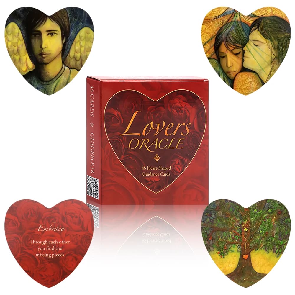 Gioco di carte dei Tarocchi Lovers Oracle 45 pezzi – Mazzo di divinazione inglese a forma di cuore 7,5×8,2 cm Gioco da tavolo per adulti