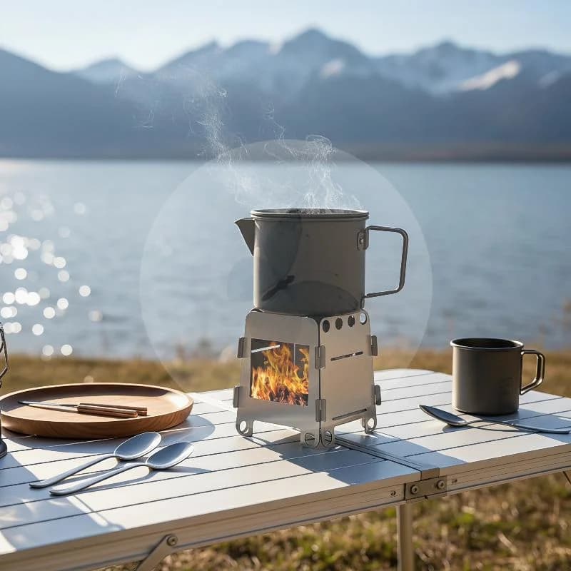1 Set Folding Camping Wood Stove Lightweight Durable Steel Firewood Burner for Hiking Camping Outdoor Adventure