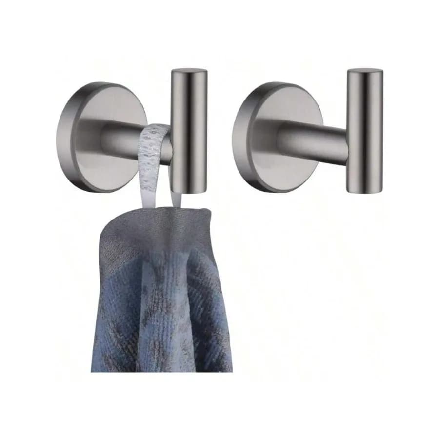 Portasciugamani da Bagno a H in Acciaio Spazzolato per Vestiti e Accappatoi, da Parete, per Cucina e Garage, in Acciaio Inox SUS 304 Spessore 0.8mm, Confezione da 2, TH100-BN-P2