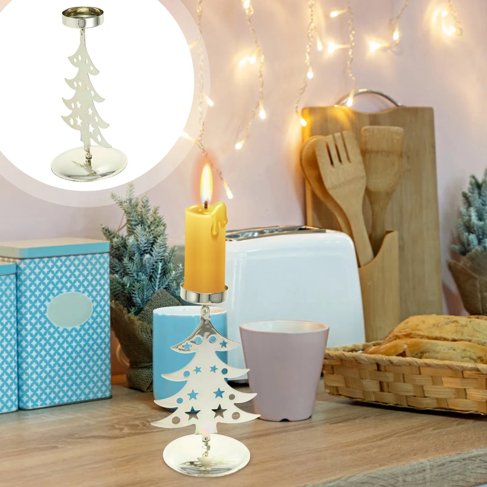 Christmas Tree Shape Metal Candle Holder, Christmas Candle Decorative Support
