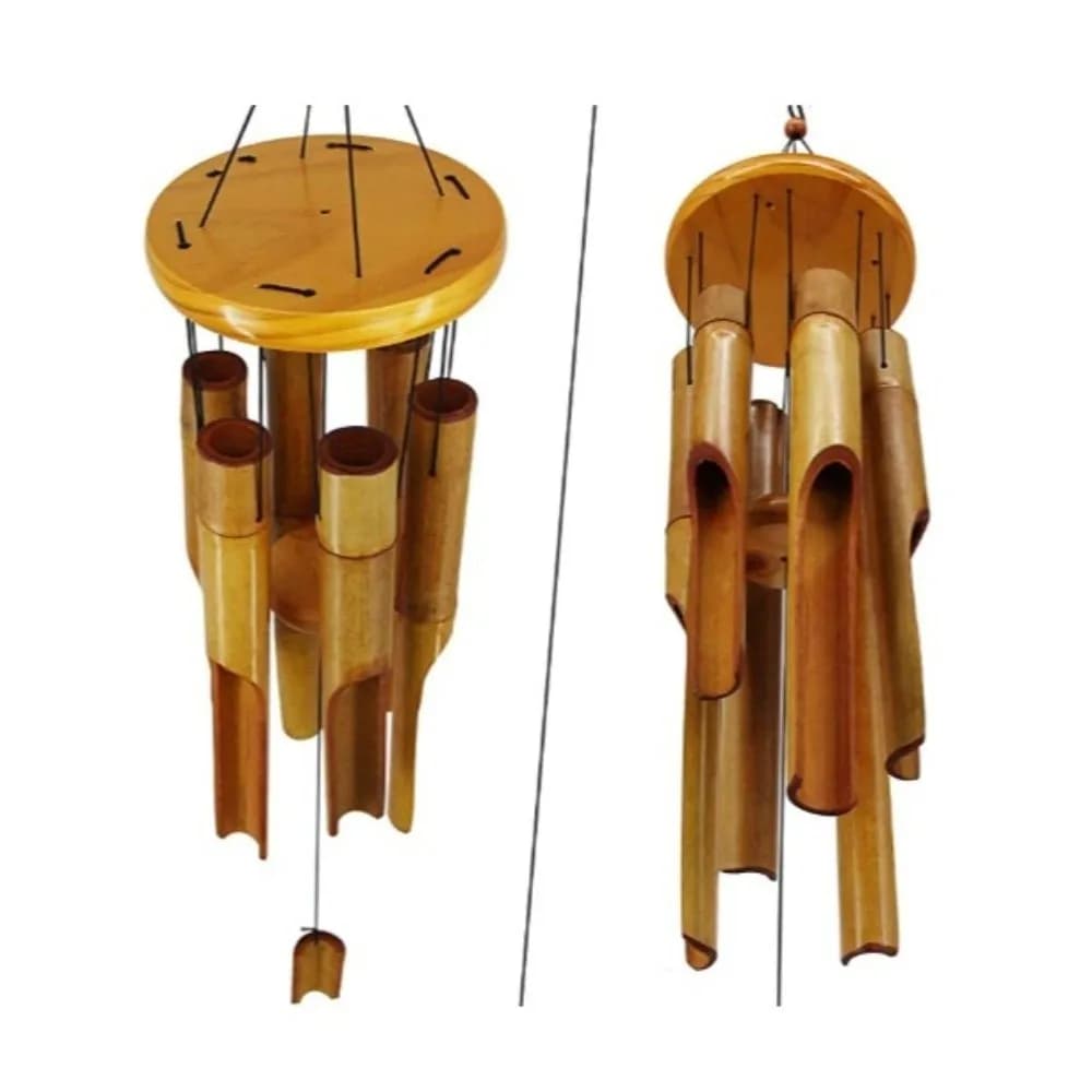 New 6 Tubes Bamboo Wind Chime Hand-Carved Handmade Hang Decorations Relaxing Sound Soothing Garden Art Crafts Balcony