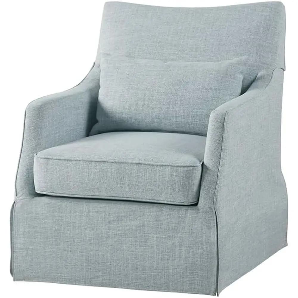 Poltrona Girevole London - Legno Massello e Compensato, Base in Metallo con Gonna, Cuscino Lombare - Arredamento Classico per Soggiorno