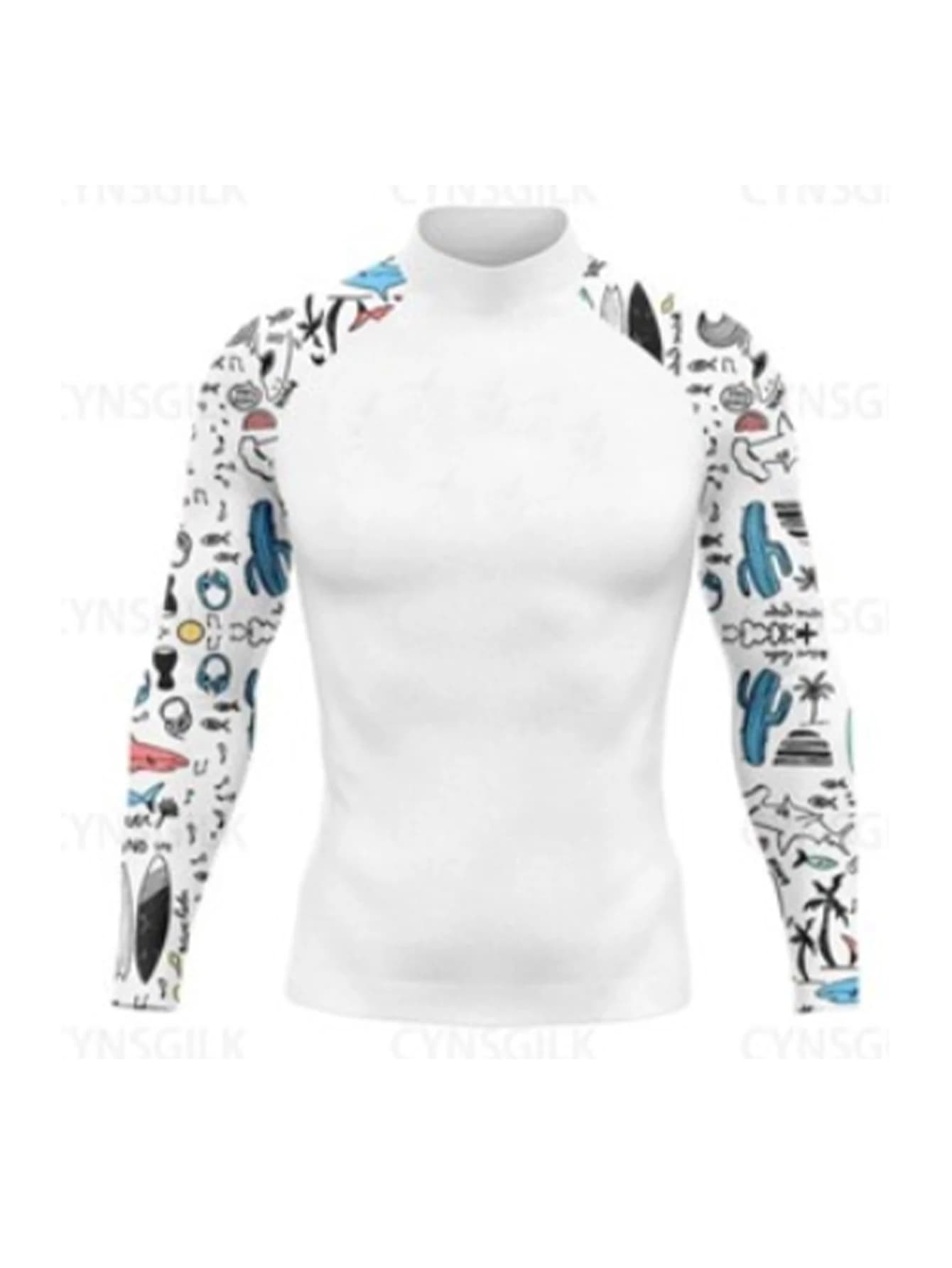 T-shirt da bagno da uomo T-shirt da spiaggia con protezione UV Costumi da bagno Rash Guard Manica lunga Costume da bagno da surf T-shirt da surf