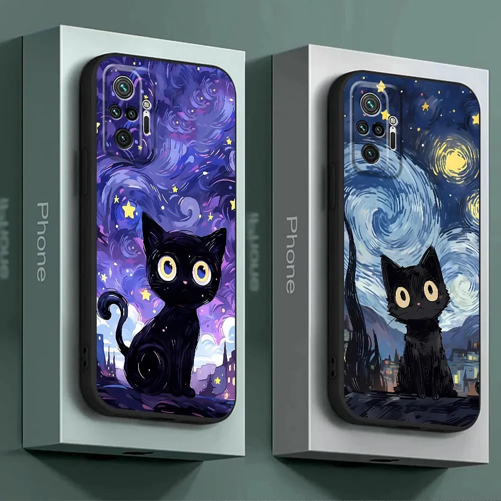 Funda Cover Cielo Stellato Gatto Custodia in Silicone per Xiaomi Mi 13 12T 11T Nota 10 10T Pro 11 Lite CC9 Pro 12 Lite 13 Pro 11T Pro 12T