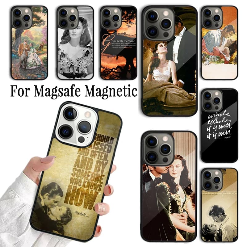 Cover per iPhone con tema 'Via con il vento' per iPhone 17 16 15 14 13 12 11 Pro Max Plus, Magnetica per Magsafe