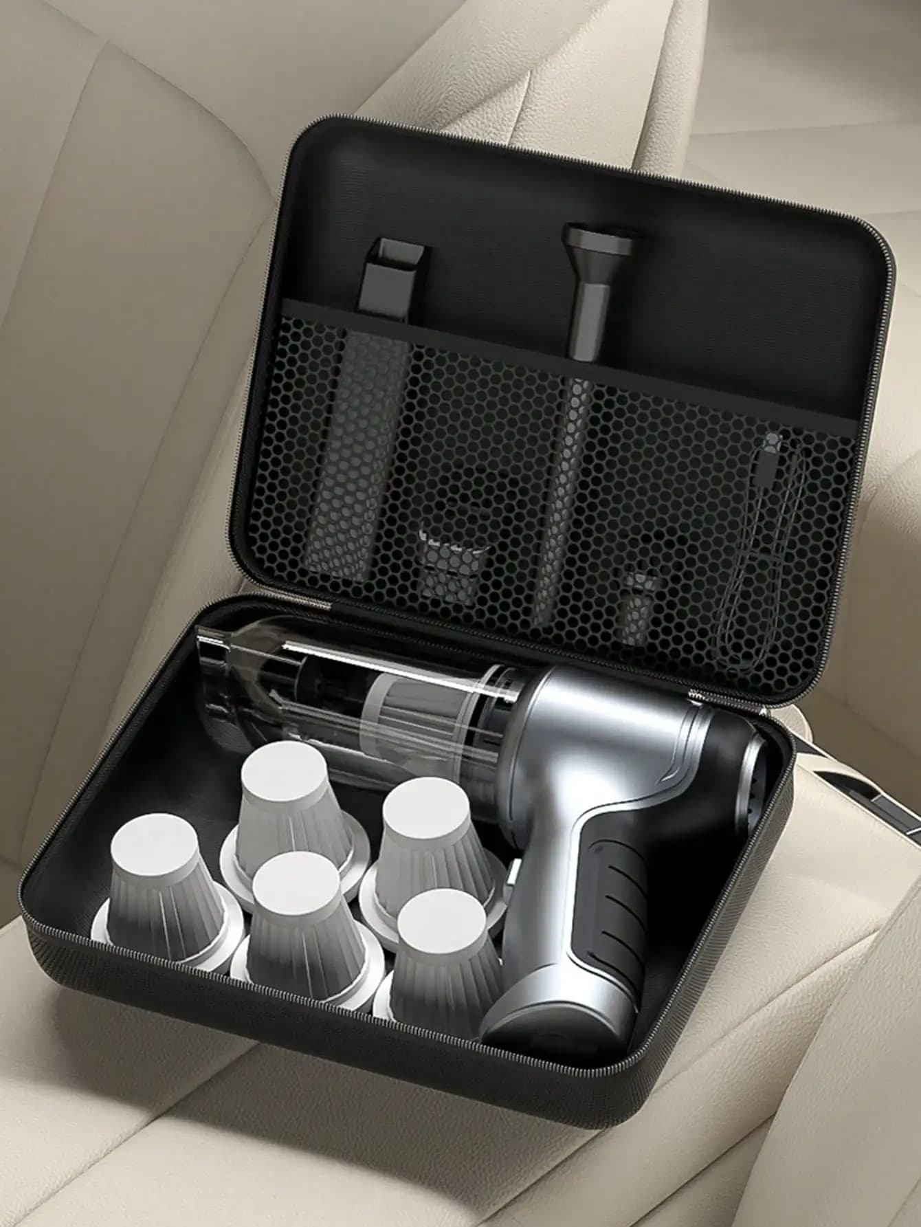 Custodia rigida in EVA per aspirapolvere da auto e pompa ad aria senza fili - Borsa portaoggetti portatile con tasca a rete, Scatola portaoggetti portatile