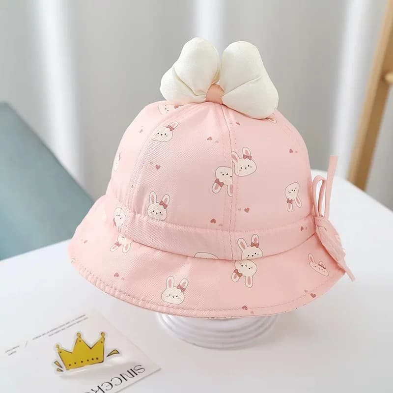 Fisherman's hat for babies with bear and bunny, princess model, for children from 3 to 10 months, Spring Collection 2026