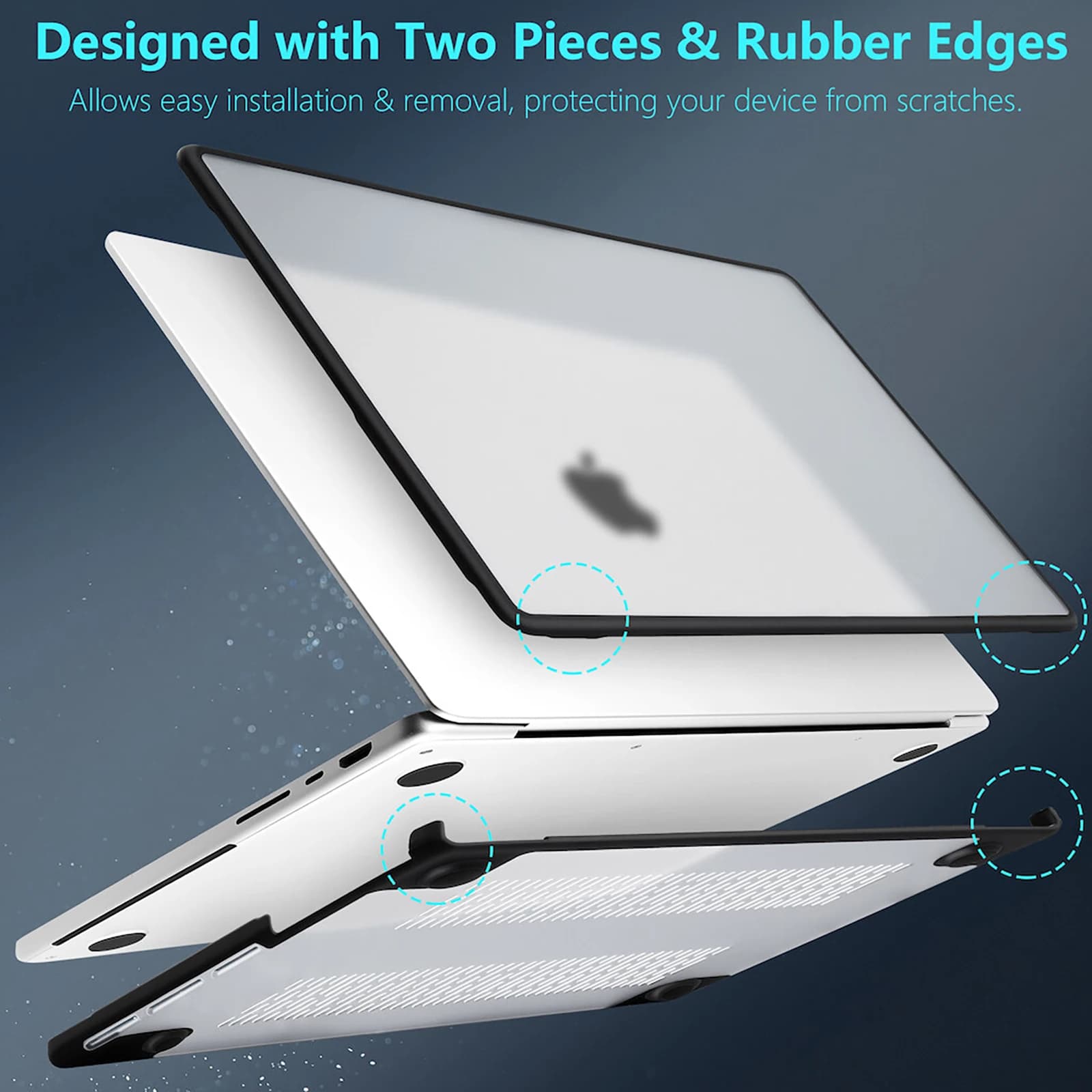 Per MacBook Air/Pro M4 M3 M2 M1 Chip Custodia morbida in TPU anti-impronte, custodia in TPU e custodia per laptop per MacBook Air da 13,6 pollici