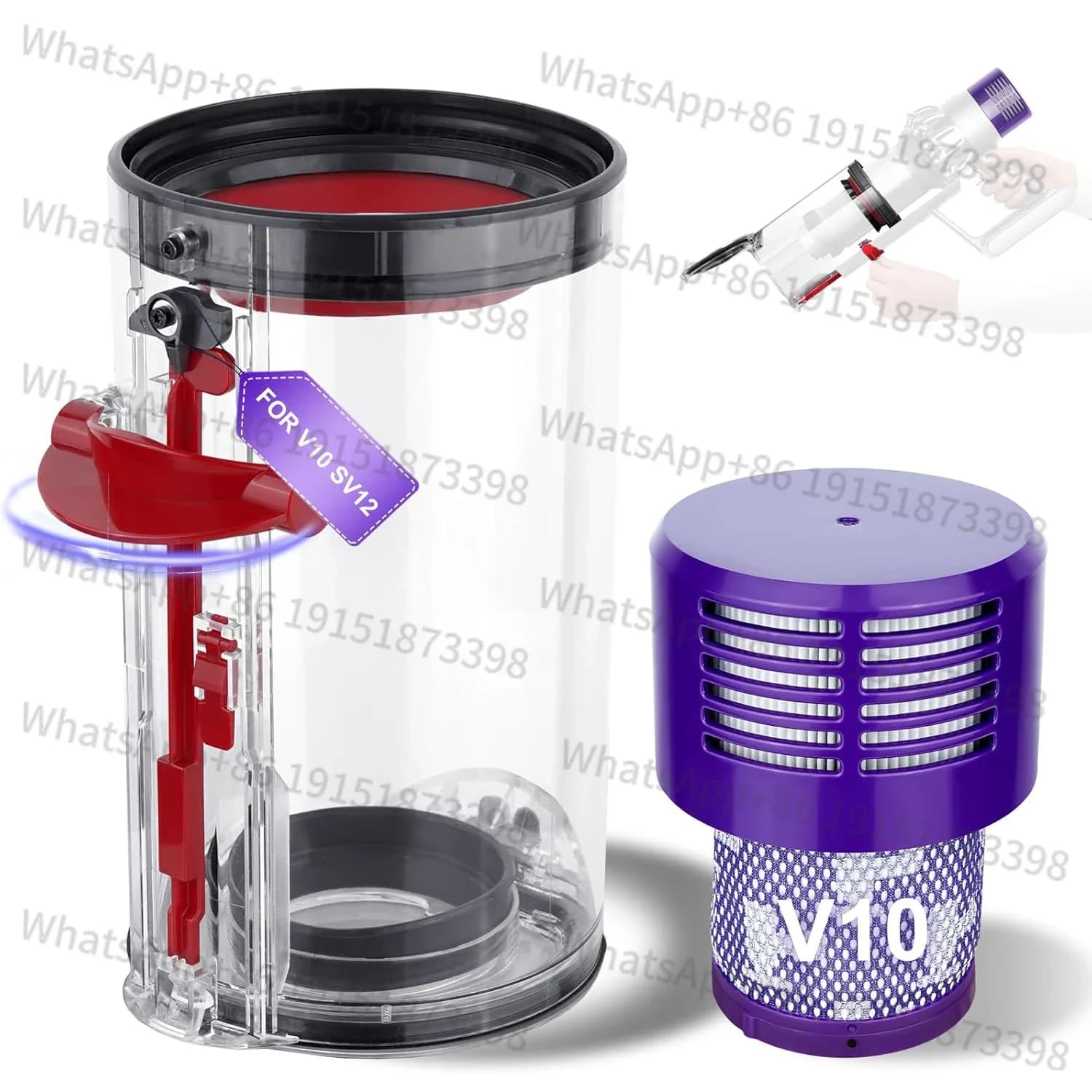 Due grandi contenitori per la spazzatura adatti per l'aspirapolvere V10 SV12 hanno sostituito il contenitore per la polvere V10 + filtro HEPA.