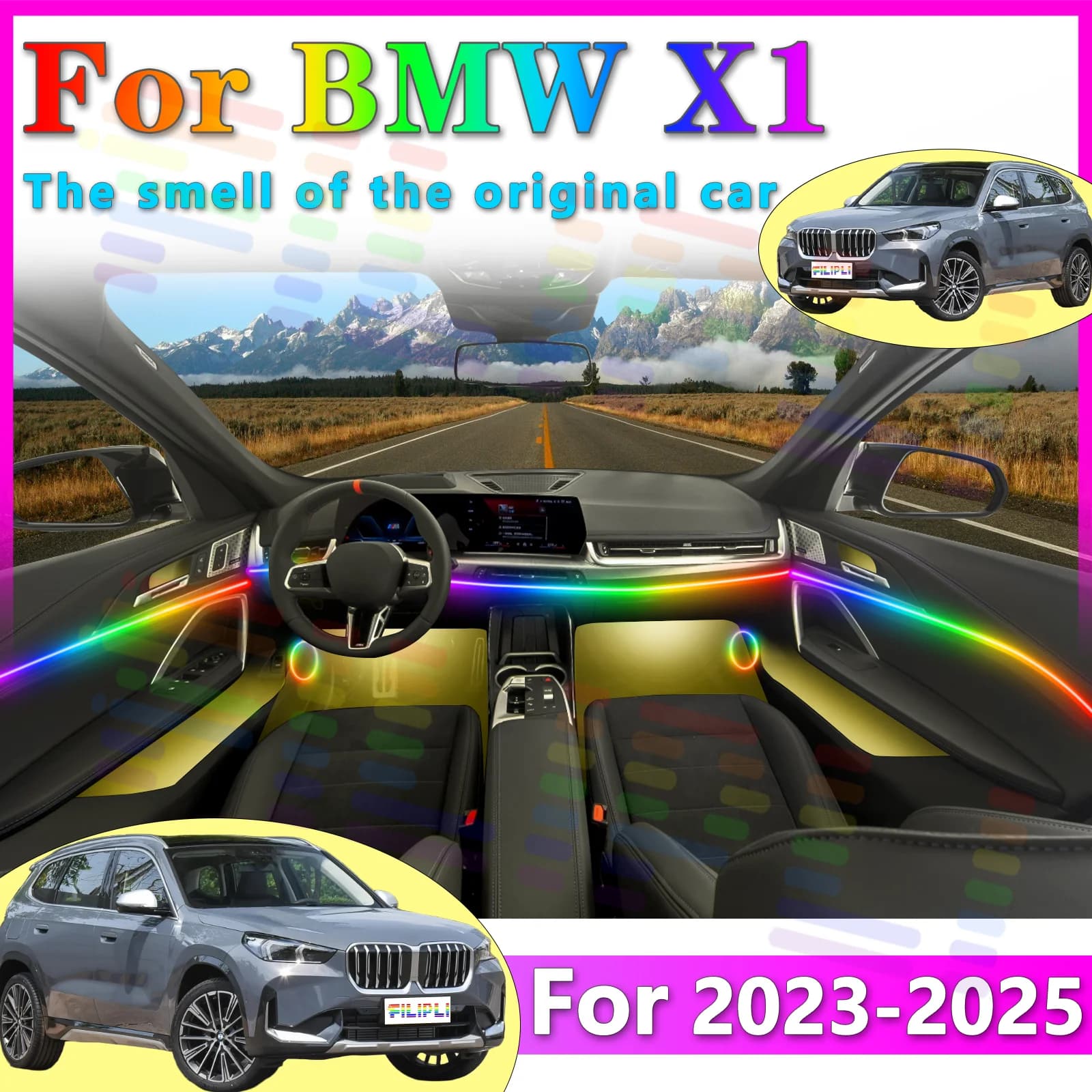 For BMW X1 U11 Indoor Environmental Strips for Luxury RGB Symphony LED Multichrome Enabled by APP