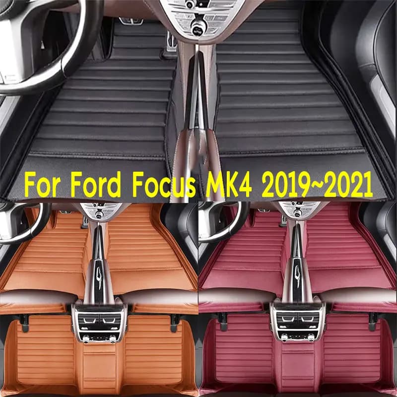 Car Floor Mats Suitable for Ford Focus MK4 2019~2021 Anti slip and wear-resistant PU leather car interior mat