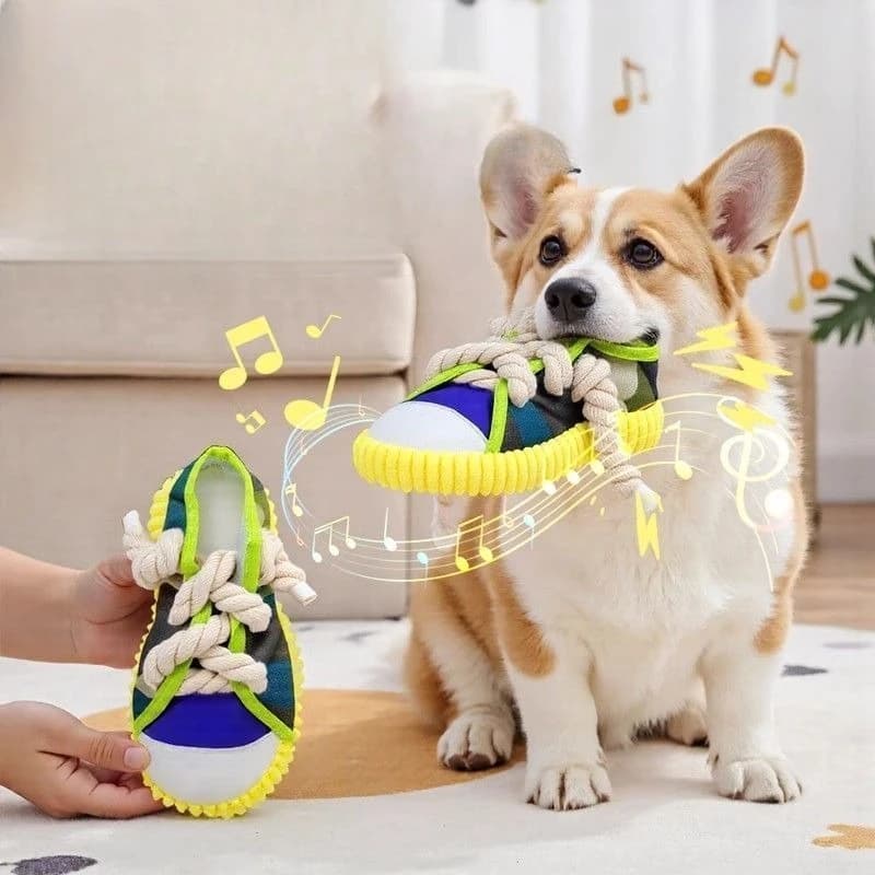 Giocattolo per Cani a Forma di Pantofole, Resistente ai Morsi, con Corda di Cotone, per la Pulizia dei Denti e il Divertimento dei Cuccioli