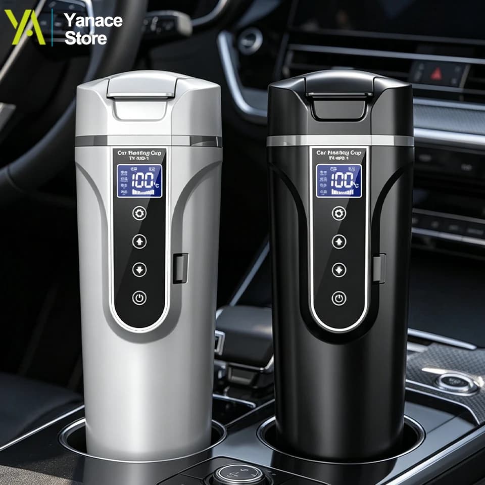 Tazza Riscaldante Intelligente per Auto 450ml 12V/24V, Bollitore Elettrico Portatile con Schermo Touch, Temperatura Regolabile, Tazza Termica
