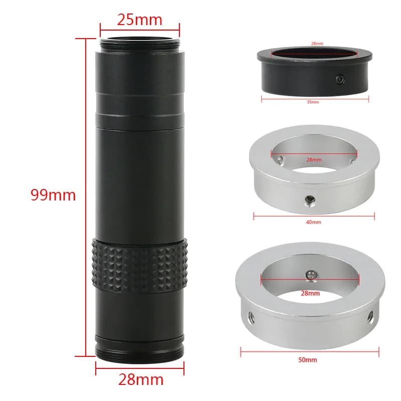 CCD CMOS HD 200X Zoom regolabile CS C obiettivo con attacco ingrandimento oculare per videocamera industriale VGA HDMI USB per microscopio