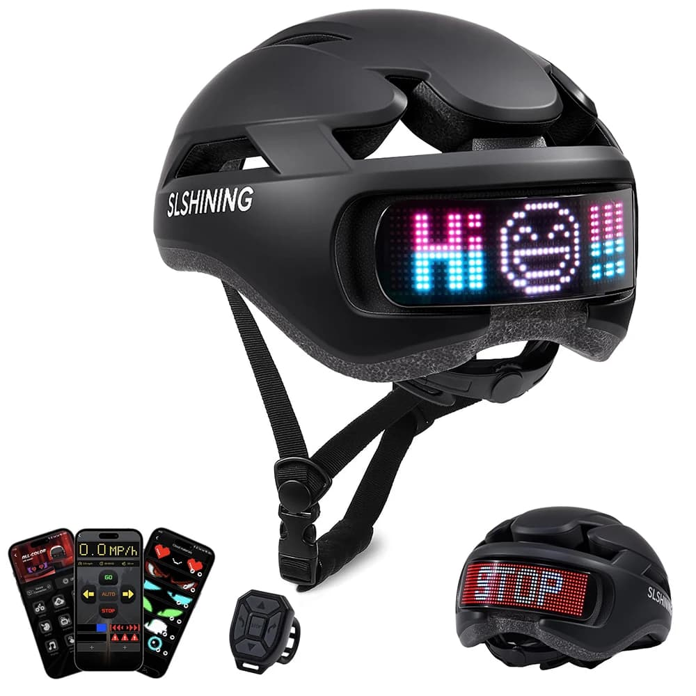 Bicycle Helmet with LED Light Rear, Programmable Cycling Helmet Controlled by App with LED Display for Men and Women