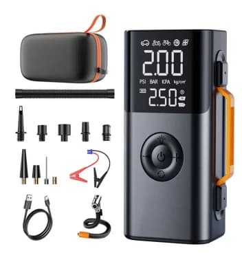 Avviatore di emergenza per auto con gonfiatore per pneumatici wireless automatico portatile multifunzionale 10000mah 150PSI 12V con ventilatore d'aria con pompa d'aria