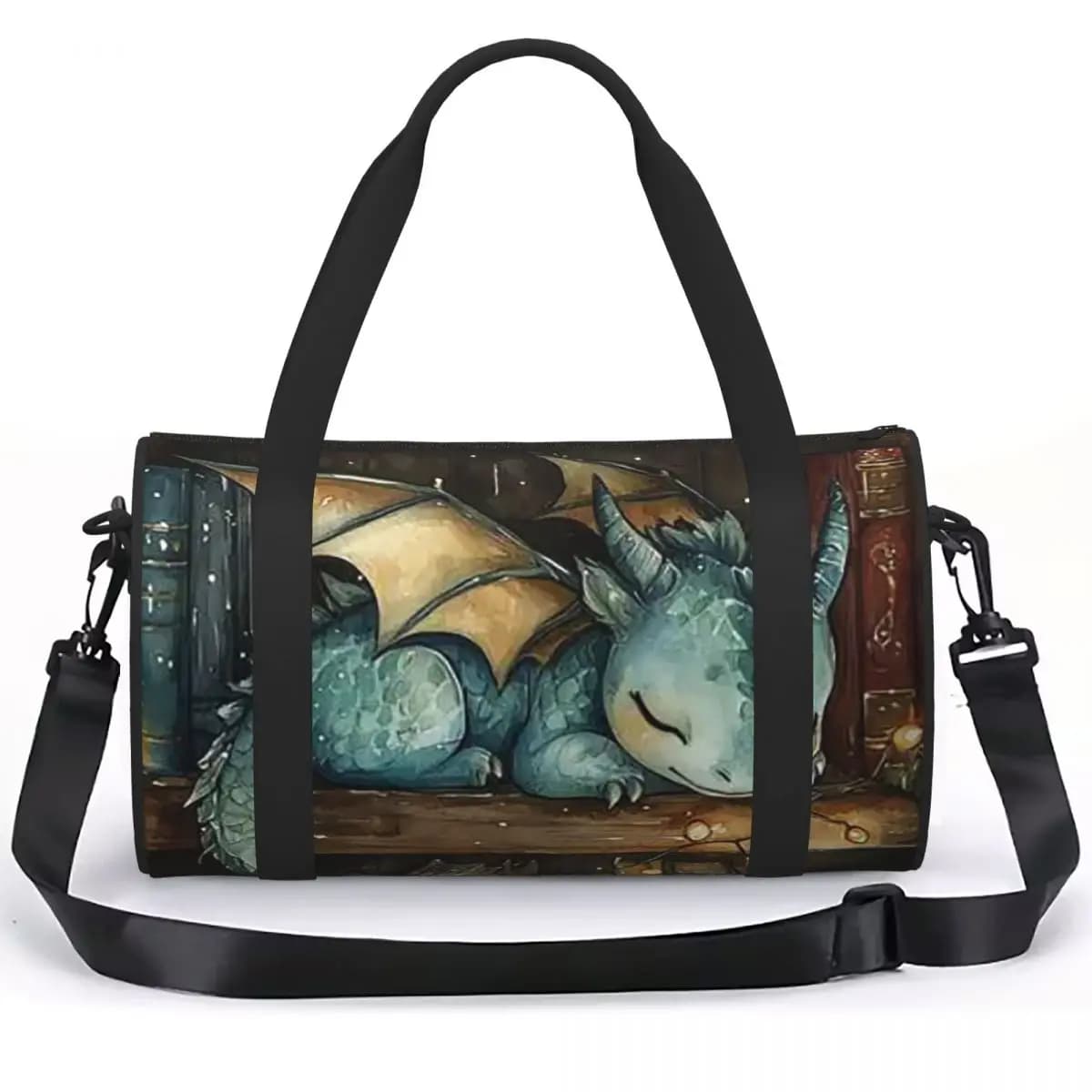 Book And Sleeping Dragon Luggage Bag Multi-Functional Duffle Tote Bag Handbags Gym Bags Fitness Bag for Boys Girls