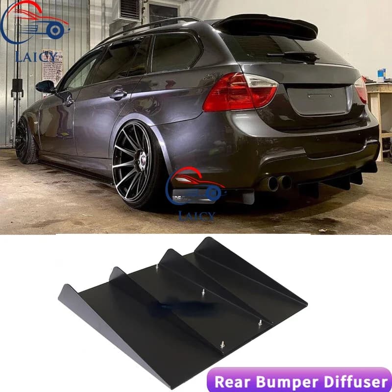 LAICY For E36 E46 E90 E91 E92 E93 330i 335i Rear Bumper Diffuser 4-Fin Spoiler Lower Lip Splitter Lower Chin Fins Car Body Kits