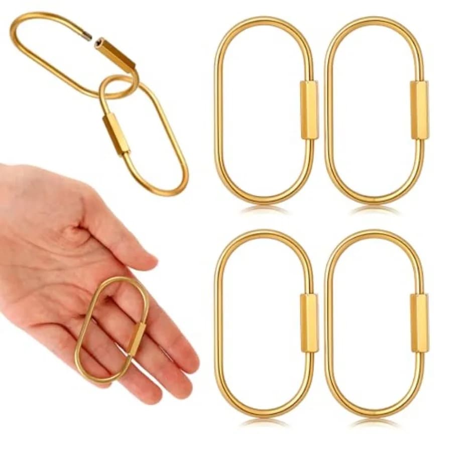 4 Pcs Brass Screw Lock Keychain, Durable Brass Screw Lock Clip Key Chain Ring Durable Simple Brasss Keychain Holder Brasss Key