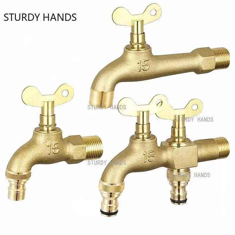 Rubinetto per piscina con rubinetto in ottone antifurto per lavatrice, rubinetto per piscina, apertura lenta con chiave di blocco, crepa antigelo per esterni, rubinetti singoli freddi