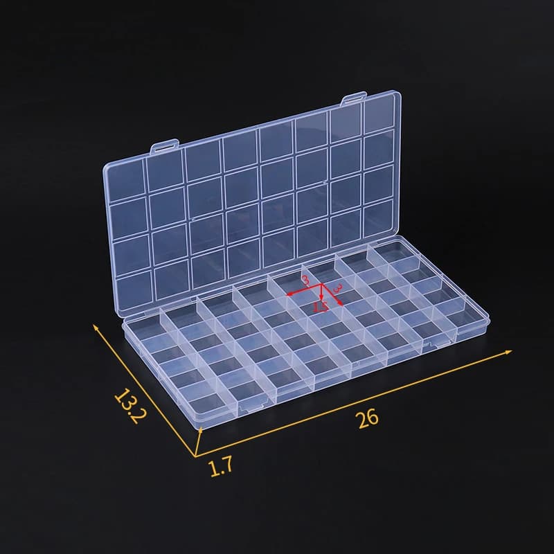 Transparent Plastic 32 Grid Storage Box Portable Jewelry Organizer Earring Bead Small Screws Multipurpose Display Container