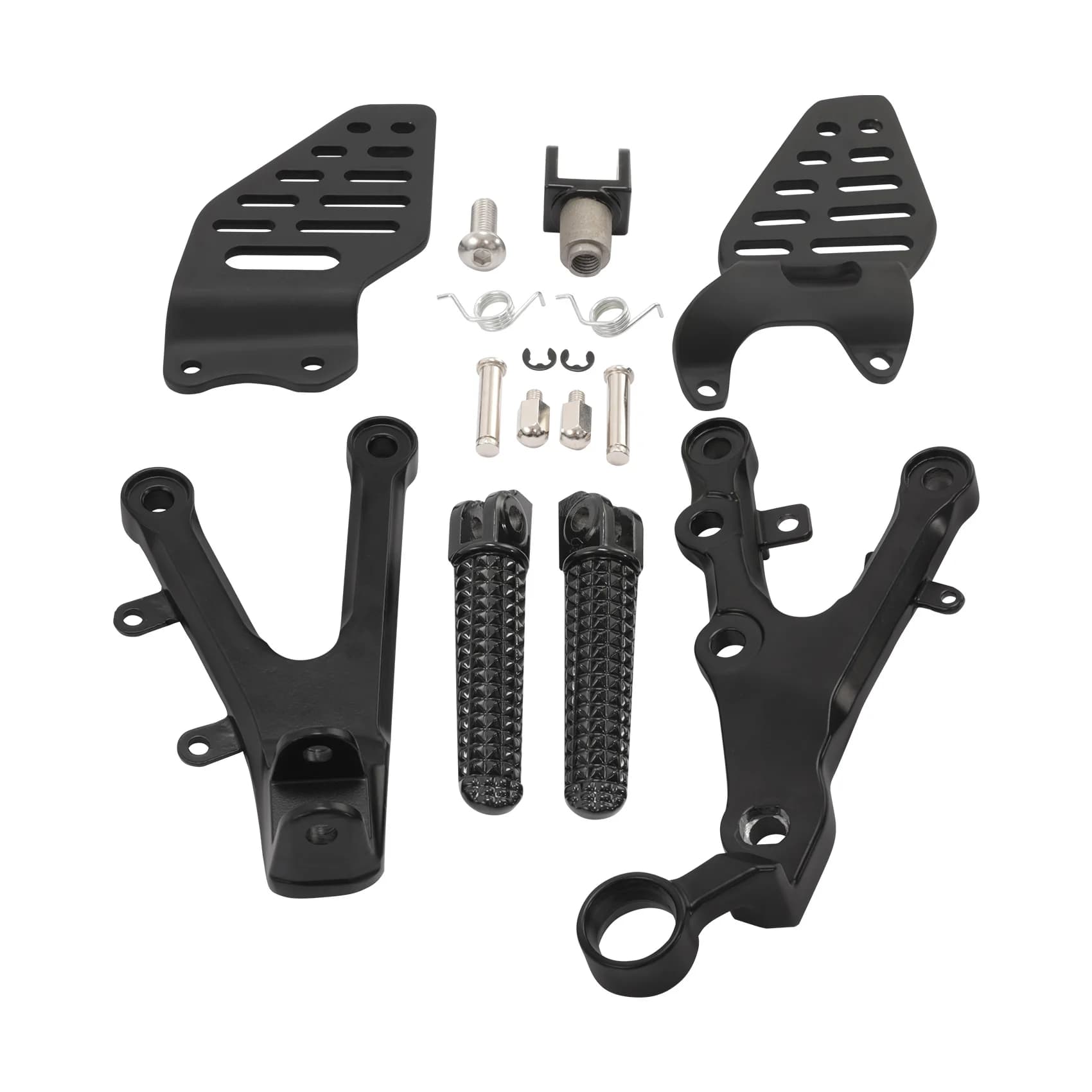 Pedane anteriori nere e nere opache con staffa per moto Yamaha YZF R6 2006-2025