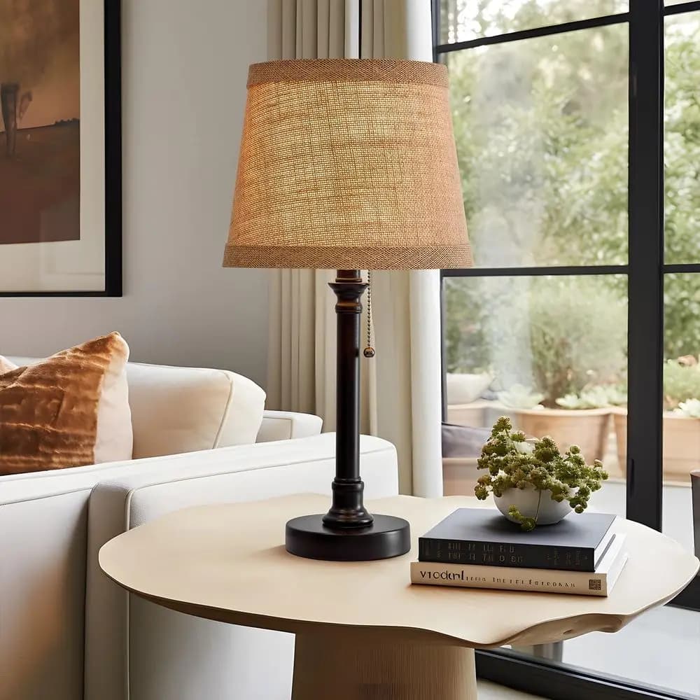 Small Table Lamp 19.5 with Fabric Light for Bedroom, Living Room, Reading and Children's Rooms