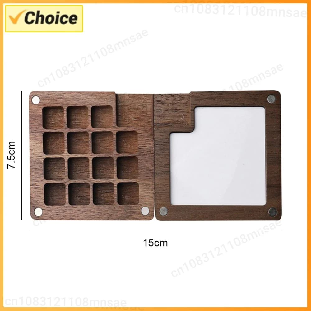 8/15 Grids Portable Travel Watercolor Palette Set Mini Walnut Paint Box Artist Watercolor Paint Palette Sketchbook Art Supplies
