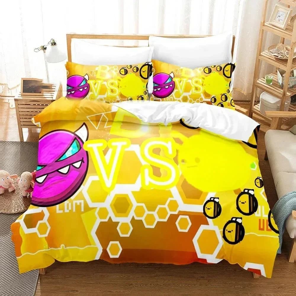 Geometry Dash 3D NEW Duvet Cover Pillowcase Bedding Set Adult Boy Girl Bedroom Decoration Children Single Double Large